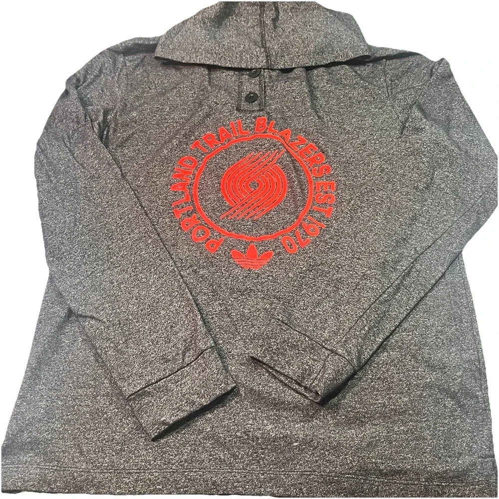 Adidas Portland Trailblazers Men's Large Quarter‎ Button Hoodie EUC